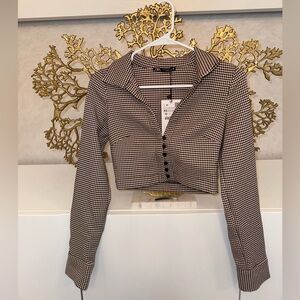 Zara Black and Cream Houndstooth Jacket
